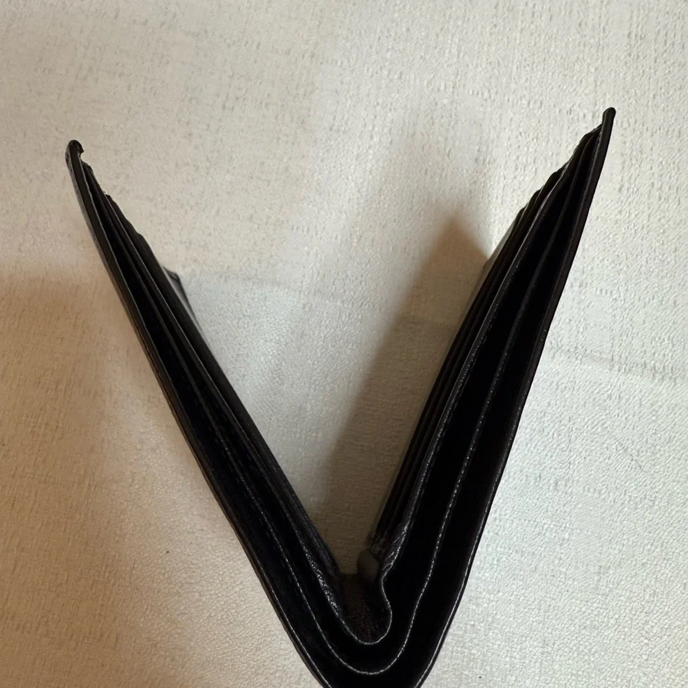 Celine Black Leather wallet with Gold tone logo